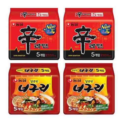 2Х10 от Nongshim - 10шт Shin Ramen 120г и 10шт Neoguri Seafood spicy 120г арт. 101747573371
