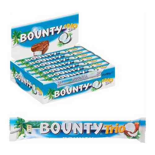 Bounty Trio шоколадный батончик, 1 блок (24 шт по 82,5г) арт. 101468949036