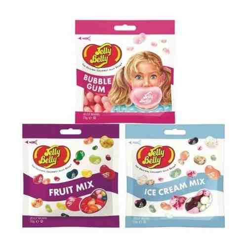 Конфеты Jelly Belly Bubble Gum 70 гр. + Fruit Mix 70 гр. + Ice Cream Mix 70 гр. (3 шт.) арт. 101102429752