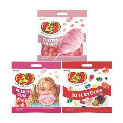 Конфеты Jelly Belly Cotton Candy 70 гр. + Bubble Gum 70 гр. + Fruit Mix 70 гр. (3 шт.) арт. 101100451161