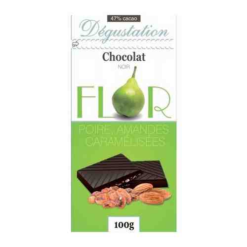 Шоколад FLOR темный с грушей и миндалем в карамели, 8 шт х 100 г арт. 101649007057