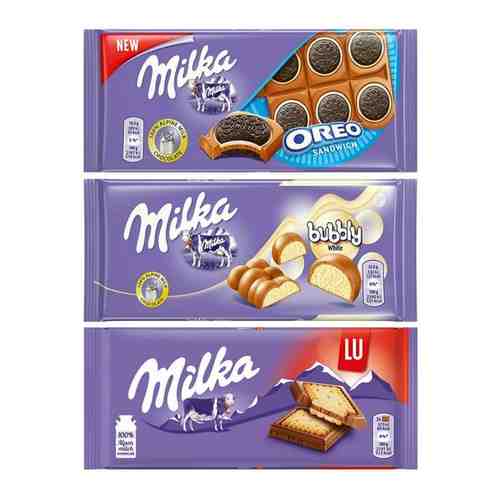 Шоколад Milka Oreo Sandwich + White Bubbly + LU (3 шт) арт. 101145473930