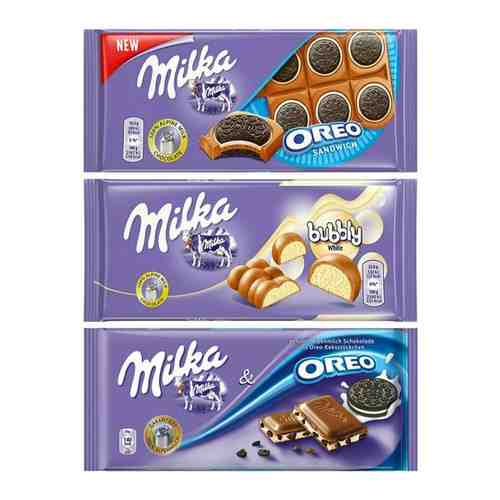 Шоколад Milka Oreo Sandwich + White Bubbly + Oreo (3 шт) арт. 101145419718