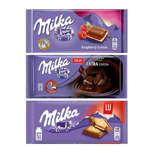 Шоколад Milka Raspberry Creme + Extra Cocoa + LU (3 шт) арт. 101131157507