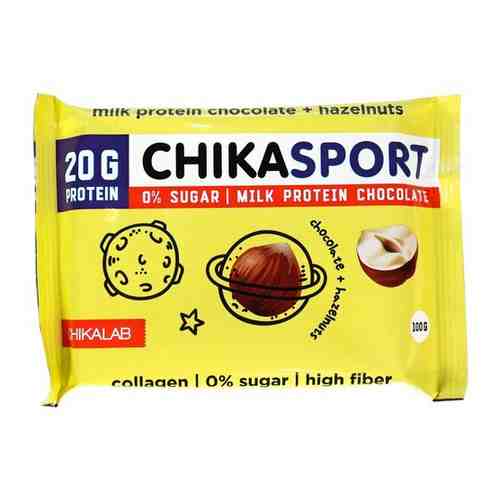 Шоколад протеиновый без сахара Chikalab Молочный с фундуком. 4шт арт. 101495862748