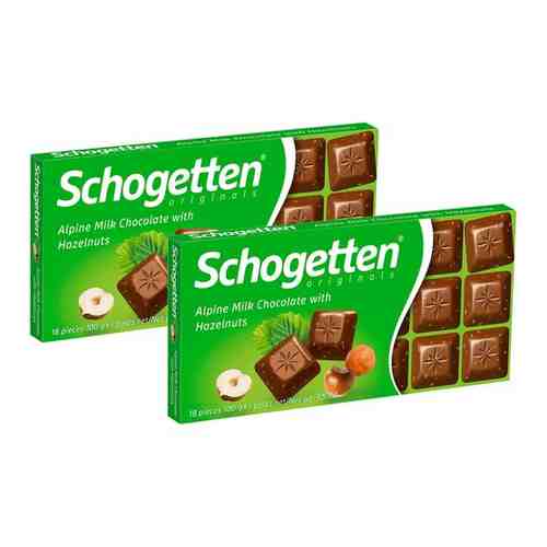 Шоколад Schogetten Alpine Milk Chocolate with Hazelnuts с фундуком (2 шт. по 100 гр.) арт. 101770467790
