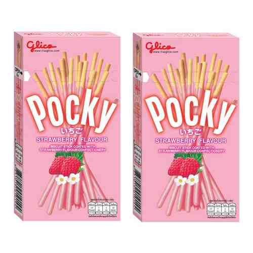 Шоколадные палочки Pocky Strawberry / Покки со вкусом Клубника 45 г. 2 шт. (Таиланд) арт. 101610391015