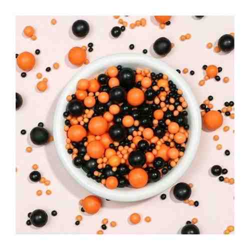 Драже зерновое в цветной кондитерской глазури (оранжевое, чёрный уголь), 50 г арт. 101770747417