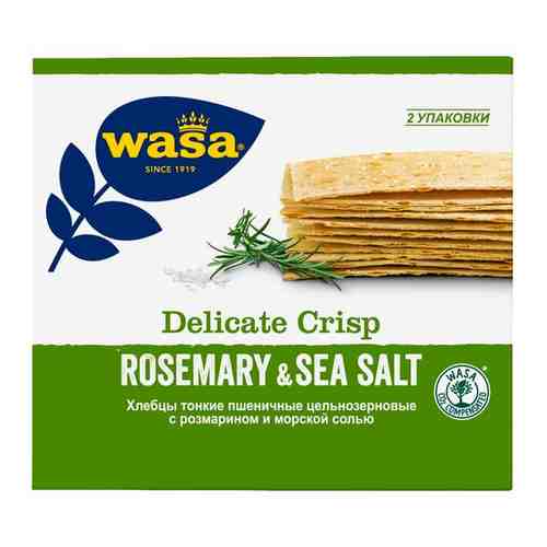 Хлебцы WASA пшенич.тонкие Delicate Crisp Rosemary&sea salt к/п 190г арт. 657054675