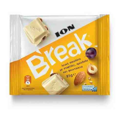 ION Break Брейк шоколад белый с миндалём, лесными орехами и изюмом, 12 шт по 85 г арт. 101646984765