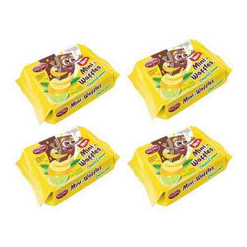 Мини вафли Волжский Пекарь шоколадные с лимонной начинкой, 4 упаковки по 75 грамм. арт. 101474532523