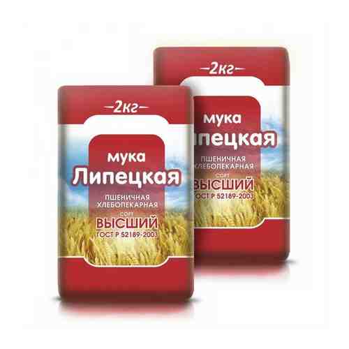 Мука Липецкая пшеничная хлебопекарная высший сорт, 2шт по 2кг арт. 101106692178