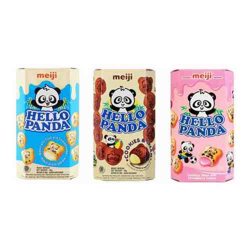 Набор печенья Meiji Hello Panda клубника+ваниль+шоколад (3 шт) арт. 101103351728
