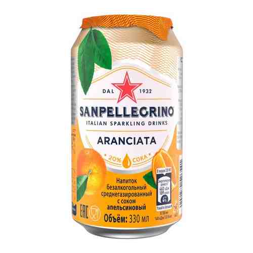 Напиток безалкогольный газированный S.Pellegrino Апельсин 0,33л ал/б упаковка 6шт арт. 100660887706