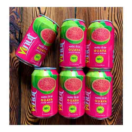 Напиток сокосодержащий Vinut Guava со вкусом Розовой Гуавы / 6 банок по 330 мл. арт. 101429381593