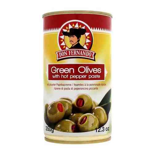 Оливки зеленые с острой начинкой с перцем. Пастеризованные, 350 г арт. 101130318911