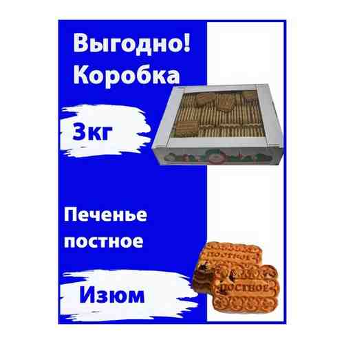 Печенье постное сахарное с изюмом коробка 3 кг. арт. 101766961133