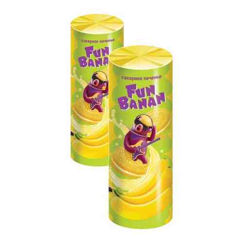 Печенье-сэндвич «Fun Banan» сахарное, с банановым вкусом, 2 упаковки по 220 г арт. 101598153911