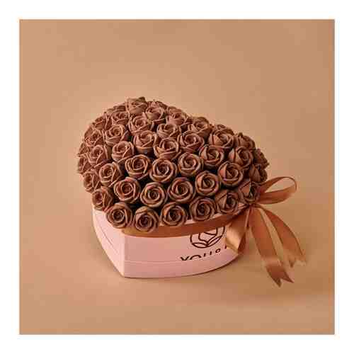 Шоколадный букет. 55 шоколадных роз you&i в коробке Сердце. Бельгийский шоколад. арт. 101402448660