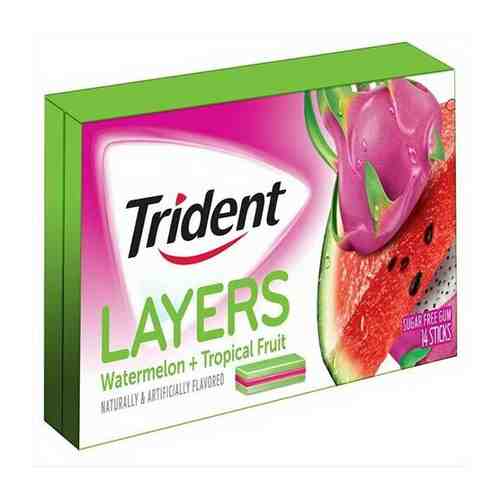 Trident Layers арбуз & тропический фрукт жевательная резинка без сахара 14 жвачек арт. 101667895153