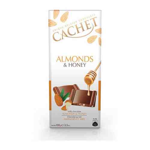Уникальный бельгийский молочный шоколад Cachet с медом и миндалем нетто 100г арт. 101186847908