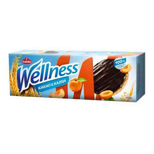 Wellness печенье цельнозерновое абрикосовое глазированное с витаминами 150г арт. 934161096